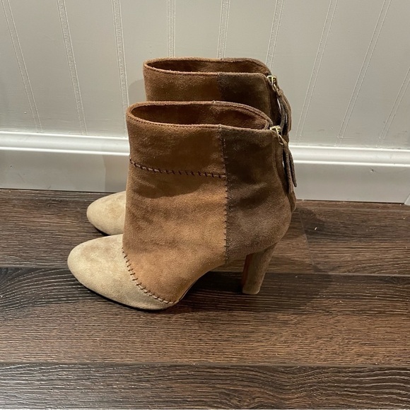 Joie Briona Suede Patchwork Heels in Chestnut Multi 38/8 - Picture 5 of 9